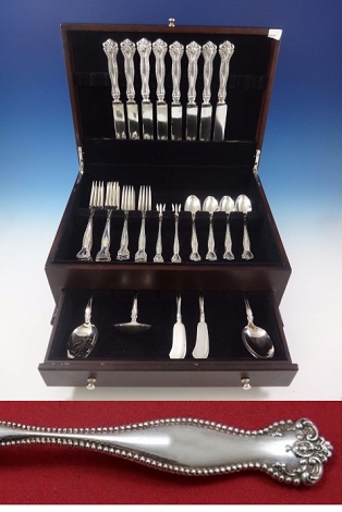 Raleigh by Alvin Sterling Silver Flatware Set For 8 Service Dinner 51 Pieces